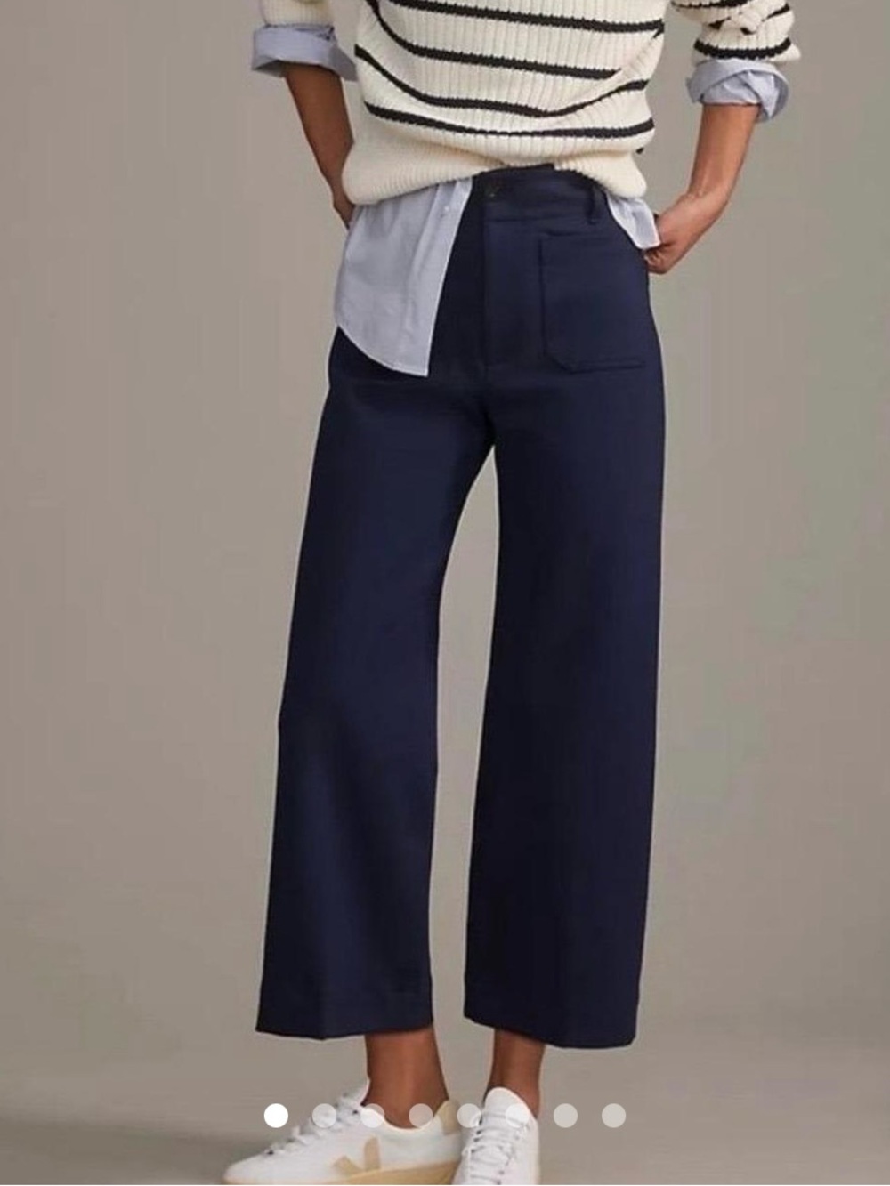 Maeve by anthropology, the Colette wide leg crop navy blue- size 32